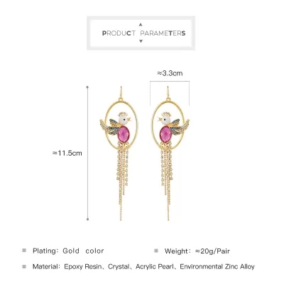 Kandiny - Diamond bird tassel Earrings 00666