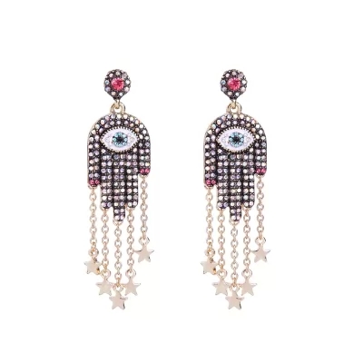 Kandiny - Eyes stars tassel long Earrings 00669