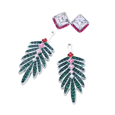 Kandiny - Vintage Diamond Christmas Tree Leaf Earrings 00836