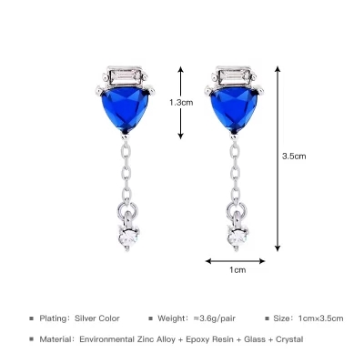 Kandiny - Elegant azure sapphire crystal stud Earrings 00852