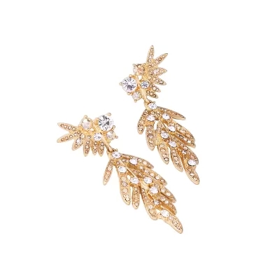 Kandiny - Alloy studded leaf stud Earrings 00854