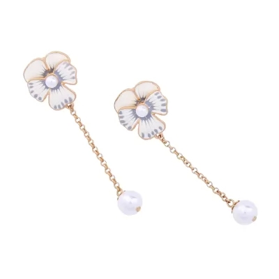 Kandiny - Drop glaze flower pearl pendant Earrings 00884