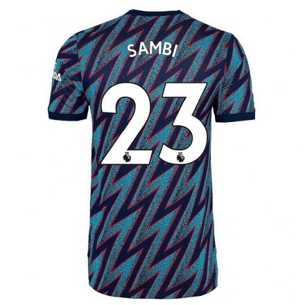 Hombre Fútbol Camiseta Albert Sambi Lokonga #23 Azul Negro 3ª Equipación 2021/22 La Camisa Chile
