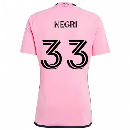 Kandiny Niño Camiseta Franco Negri #33 Rosa 1ª Equipación 2024/25 La Camisa Chile