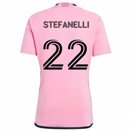 Kandiny Niño Camiseta Nicolás Stefanelli #22 Rosa 1ª Equipación 2024/25 La Camisa Chile