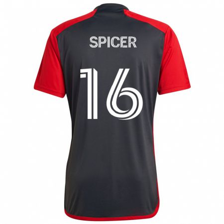 Kandiny Niño Camiseta Tyrese Spicer #16 Rojo Grayn 1ª Equipación 2024/25 La Camisa Chile