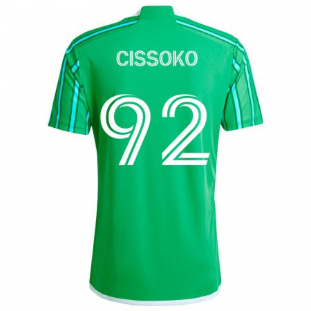 Kandiny Niño Camiseta Abdoulaye Cissoko #92 Verde Blanco 1ª Equipación 2024/25 La Camisa Chile