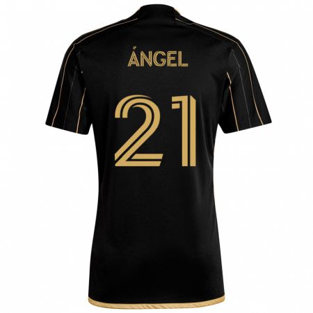 Kandiny Niño Camiseta Tomás Ángel #21 Oro Negro 1ª Equipación 2024/25 La Camisa Chile