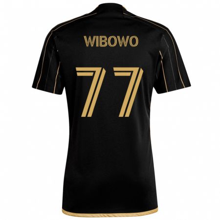 Kandiny Niño Camiseta Adrian Wibowo #77 Oro Negro 1ª Equipación 2024/25 La Camisa Chile