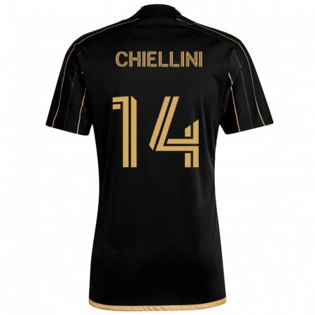 Kandiny Niño Camiseta Giorgio Chiellini #14 Oro Negro 1ª Equipación 2024/25 La Camisa Chile