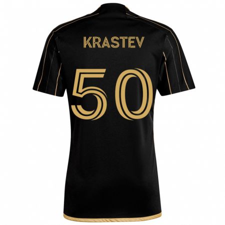 Kandiny Niño Camiseta Filip Krastev #50 Oro Negro 1ª Equipación 2024/25 La Camisa Chile