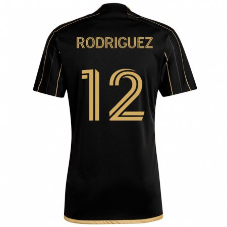 Kandiny Niño Camiseta Jeremi Rodríguez #12 Oro Negro 1ª Equipación 2024/25 La Camisa Chile