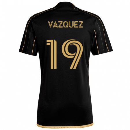 Kandiny Niño Camiseta Favian Vazquez #19 Oro Negro 1ª Equipación 2024/25 La Camisa Chile