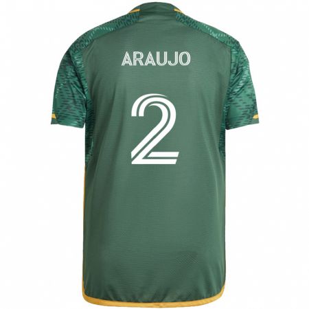 Kandiny Niño Camiseta Miguel Araujo #2 Verde Naranja 1ª Equipación 2024/25 La Camisa Chile