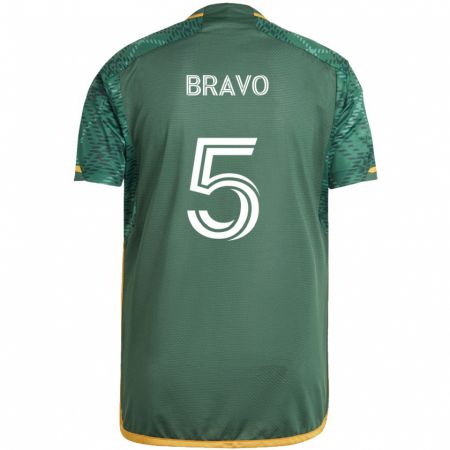 Kandiny Niño Camiseta Claudio Bravo #5 Verde Naranja 1ª Equipación 2024/25 La Camisa Chile