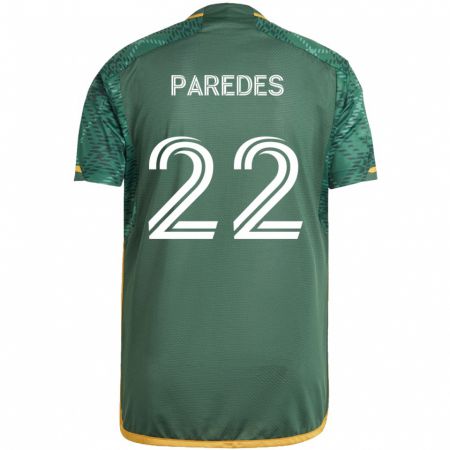 Kandiny Niño Camiseta Cristhian Paredes #22 Verde Naranja 1ª Equipación 2024/25 La Camisa Chile