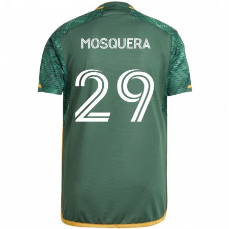 Kandiny Niño Camiseta Juan Mosquera #29 Verde Naranja 1ª Equipación 2024/25 La Camisa Chile