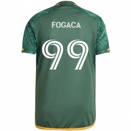 Kandiny Niño Camiseta Nathan Fogaça #99 Verde Naranja 1ª Equipación 2024/25 La Camisa Chile