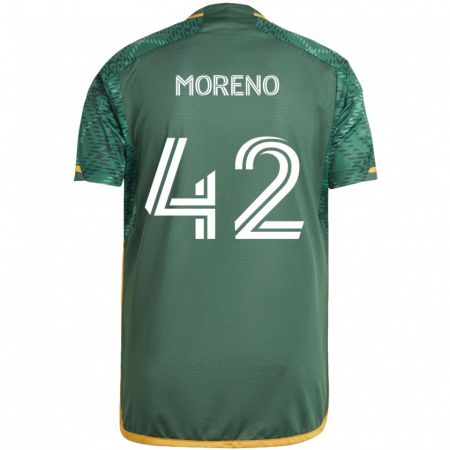 Kandiny Niño Camiseta Alexis Moreno #42 Verde Naranja 1ª Equipación 2024/25 La Camisa Chile