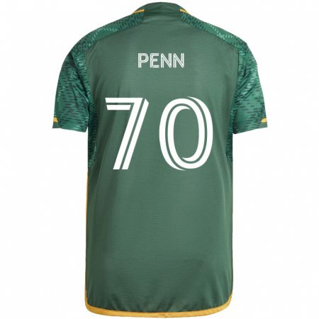 Kandiny Niño Camiseta Josh Penn #70 Verde Naranja 1ª Equipación 2024/25 La Camisa Chile