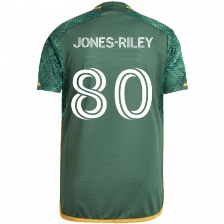 Kandiny Niño Camiseta Jaden Jones-Riley #80 Verde Naranja 1ª Equipación 2024/25 La Camisa Chile