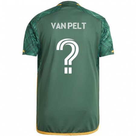 Kandiny Niño Camiseta Kennan Van Pelt #0 Verde Naranja 1ª Equipación 2024/25 La Camisa Chile