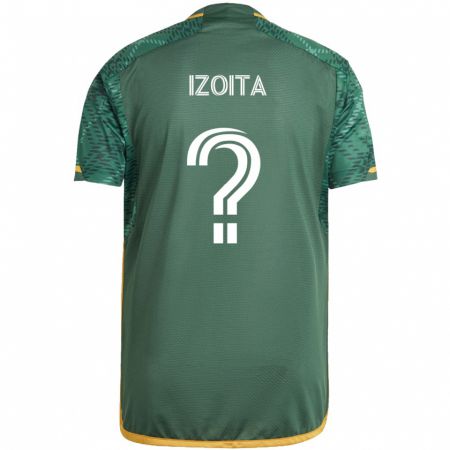 Kandiny Niño Camiseta Eric Izoita #0 Verde Naranja 1ª Equipación 2024/25 La Camisa Chile