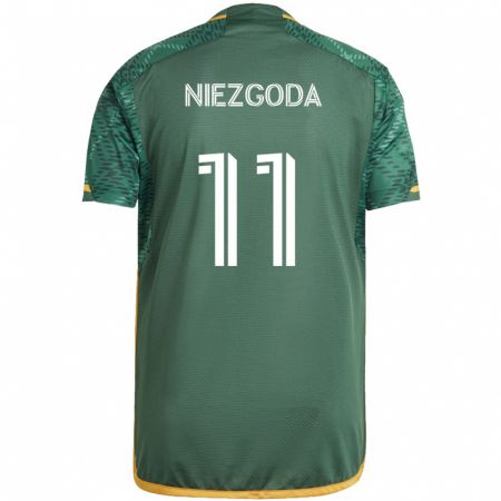 Kandiny Niño Camiseta Jaroslaw Niezgoda #11 Verde Naranja 1ª Equipación 2024/25 La Camisa Chile