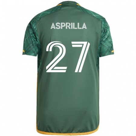 Kandiny Niño Camiseta Dairon Asprilla #27 Verde Naranja 1ª Equipación 2024/25 La Camisa Chile