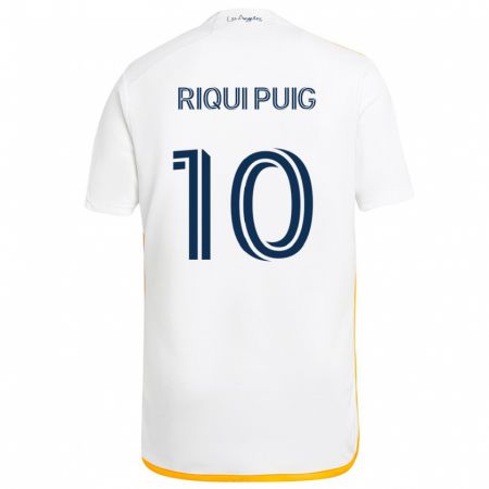 Kandiny Niño Camiseta Riqui Puig #10 Blanco Amarillo 1ª Equipación 2024/25 La Camisa Chile