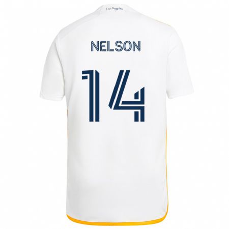 Kandiny Niño Camiseta John Nelson #14 Blanco Amarillo 1ª Equipación 2024/25 La Camisa Chile