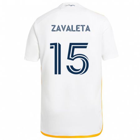 Kandiny Niño Camiseta Eriq Zavaleta #15 Blanco Amarillo 1ª Equipación 2024/25 La Camisa Chile