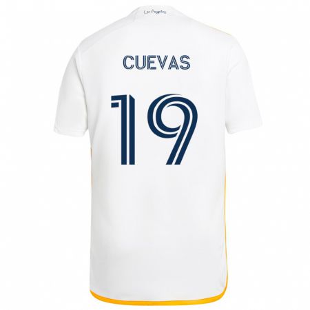 Kandiny Niño Camiseta Mauricio Cuevas #19 Blanco Amarillo 1ª Equipación 2024/25 La Camisa Chile