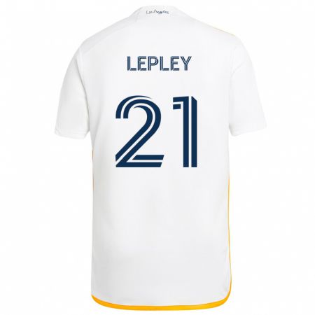 Kandiny Niño Camiseta Tucker Lepley #21 Blanco Amarillo 1ª Equipación 2024/25 La Camisa Chile