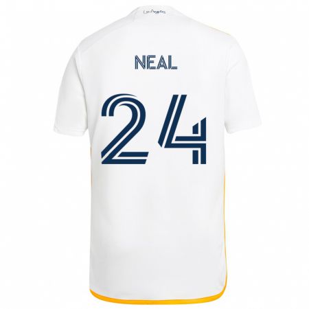 Kandiny Niño Camiseta Jalen Neal #24 Blanco Amarillo 1ª Equipación 2024/25 La Camisa Chile