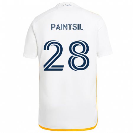 Kandiny Niño Camiseta Joseph Paintsil #28 Blanco Amarillo 1ª Equipación 2024/25 La Camisa Chile