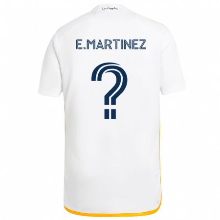 Kandiny Niño Camiseta Enrique Martinez #0 Blanco Amarillo 1ª Equipación 2024/25 La Camisa Chile