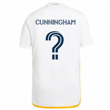 Kandiny Niño Camiseta Joaquin Cunningham #0 Blanco Amarillo 1ª Equipación 2024/25 La Camisa Chile