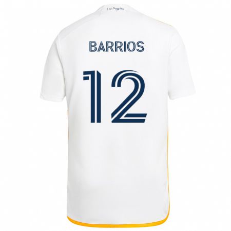 Kandiny Niño Camiseta Michael Barrios #12 Blanco Amarillo 1ª Equipación 2024/25 La Camisa Chile