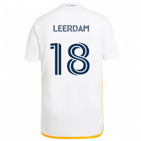 Kandiny Niño Camiseta Kelvin Leerdam #18 Blanco Amarillo 1ª Equipación 2024/25 La Camisa Chile