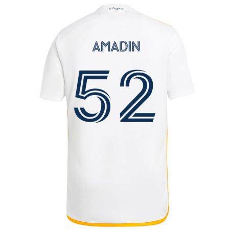 Kandiny Niño Camiseta Elijah Amadin #52 Blanco Amarillo 1ª Equipación 2024/25 La Camisa Chile