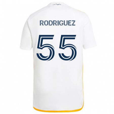 Kandiny Niño Camiseta Diego Rodriguez #55 Blanco Amarillo 1ª Equipación 2024/25 La Camisa Chile