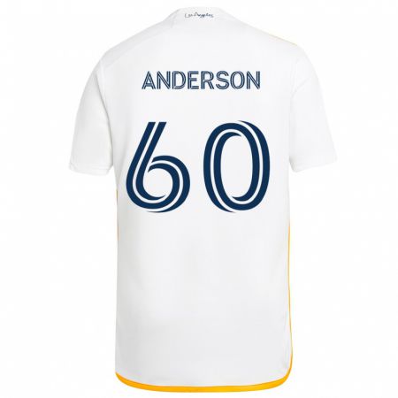 Kandiny Niño Camiseta Nolan Anderson #60 Blanco Amarillo 1ª Equipación 2024/25 La Camisa Chile