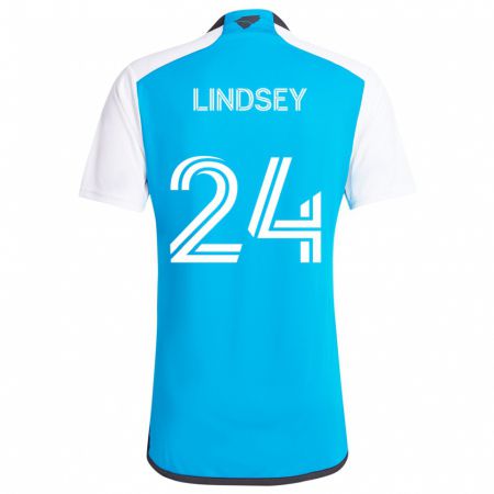 Kandiny Niño Camiseta Jaylin Lindsey #24 Azul Blanco 1ª Equipación 2024/25 La Camisa Chile