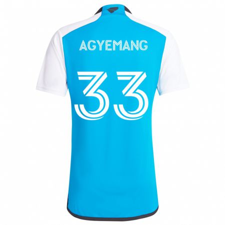 Kandiny Niño Camiseta Patrick Agyemang #33 Azul Blanco 1ª Equipación 2024/25 La Camisa Chile