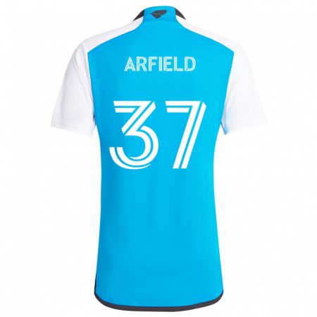 Kandiny Niño Camiseta Scott Arfield #37 Azul Blanco 1ª Equipación 2024/25 La Camisa Chile