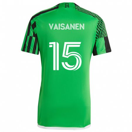 Kandiny Niño Camiseta Leo Väisänen #15 Verde Negro 1ª Equipación 2024/25 La Camisa Chile