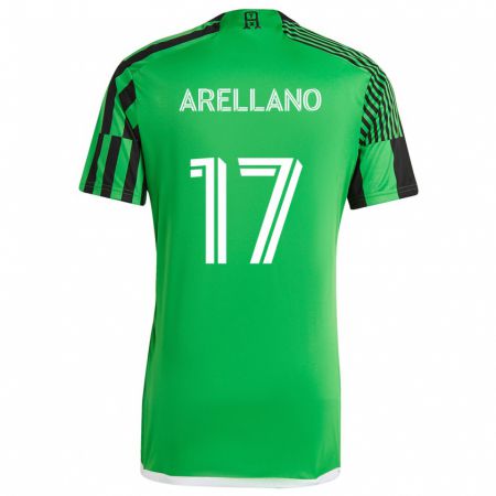 Kandiny Niño Camiseta Bryan Arellano #17 Verde Negro 1ª Equipación 2024/25 La Camisa Chile