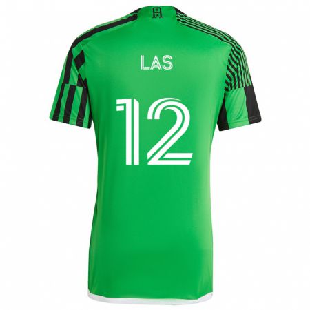 Kandiny Niño Camiseta Damian Las #12 Verde Negro 1ª Equipación 2024/25 La Camisa Chile