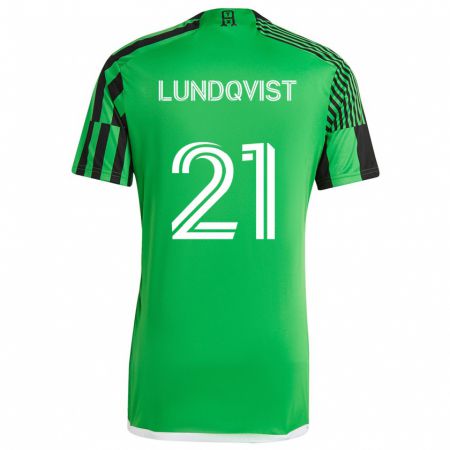 Kandiny Niño Camiseta Adam Lundqvist #21 Verde Negro 1ª Equipación 2024/25 La Camisa Chile